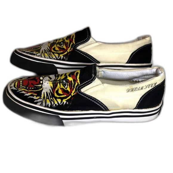 Dream Seek Sneakers Unisex Sz 5.5 Painted Tiger Canvas Slip On Preowned - Picture 6 of 11